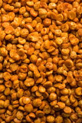 Fried and Spicy Chana Dal Masala is a popular Chakna recipe. served in a bowl. selective focus