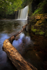 The waterfall at Sgwd Ddwli Isaf on the river Neath, near Pontneddfechan in South Wales, UK.