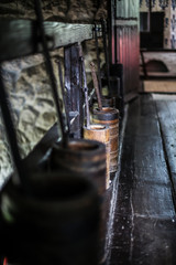 Old, stylish, lonely, beautiful Hungarian country hose in the forest