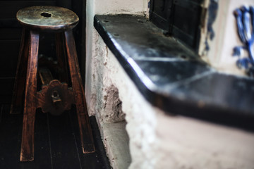 Old, stylish, lonely, beautiful Hungarian country hose in the forest