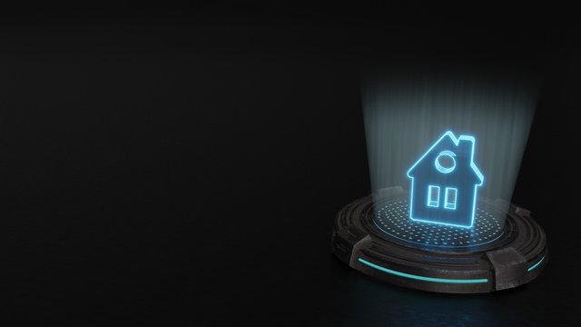 3d hologram symbol of house  icon render