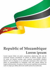 Flag of Mozambique, Republic of Mozambique. Template for award design, an official document with the flag of Mozambique. Bright, colorful vector illustration.