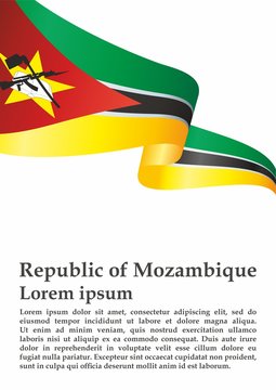 Flag of Mozambique, Republic of Mozambique. Template for award design, an official document with the flag of Mozambique. Bright, colorful vector illustration.