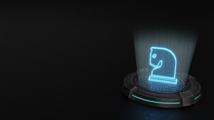 3d hologram symbol of chess knight icon render © Destrosvet