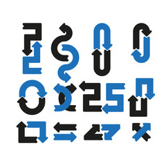 Set of monochrome arrows . Simple vector illustration