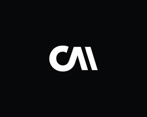 Creative and Minimalist Letter CM CA Logo Design Icon, Editable in Vector Format in Black and White Color - obrazy, fototapety, plakaty