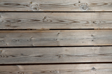 Obraz premium Beautiful wooden background. Old weathered wood surface with long boards. Wooden planks on a wall or floor with grain and texture. Light neutral tones. Washed wood texture.