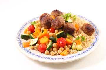 couscous with vegetables and meatball