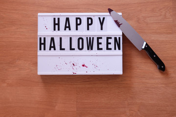 lightbox with happy halloween letters
