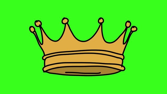 KING CROWN, MOVEMENT ANIMATION. GREEN SCREEN.