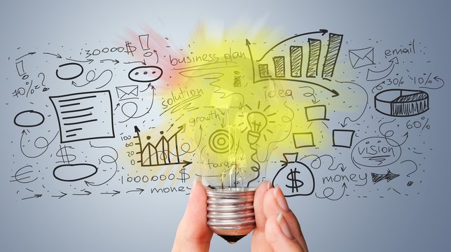 Light bulb banner, marketing concept, business idea. info graphic