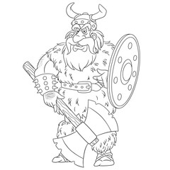 coloring page with ancient viking warrior