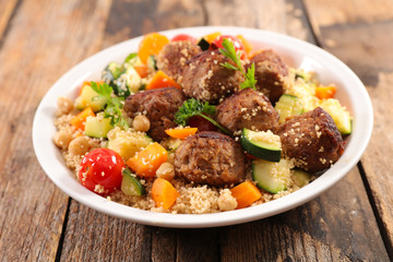 couscous with vegetables and meatball