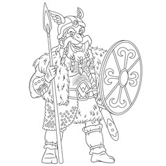 coloring page with ancient viking warrior