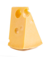 pieces of tasty yellow cheese isolated on white background