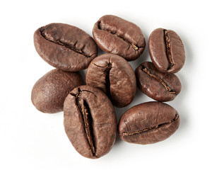 Roasted coffee beans stack