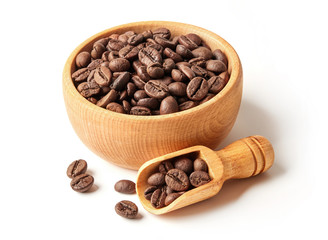 Roasted coffee beans in a bowl