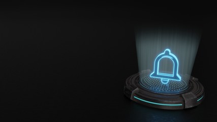 3d hologram symbol of notifications bell button icon render