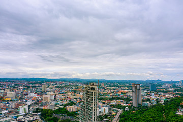 Aerial view of Pattaya city in Chonburi, Thailand. Aerial view from drone