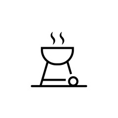 Kettle barbecue grill with flame line icon for web, mobile and infographics. Vector dark grey icon isolated on light grey background.
