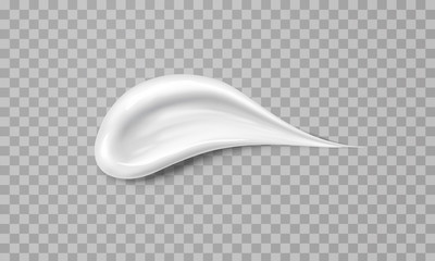 Cream texture stroke isolated on transparent background. Facial creme, foam, gel or body lotion skincare icon. Vector face cosmetic product smear swatch.