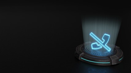 3d hologram symbol of phone slash icon render