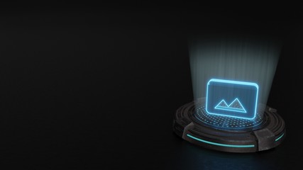 3d hologram symbol of photo  icon render