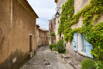 Fototapeta na wymiar French village cobblestone path in Provence