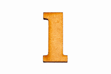 Lowercase letter l in wood - White background