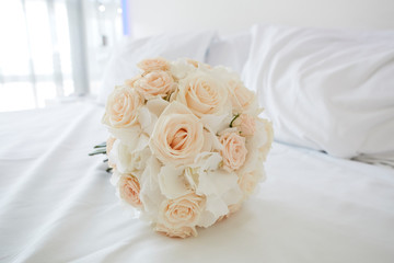 White and pink roses. Bourquet of flowers