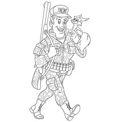 coloring page with hunter forester