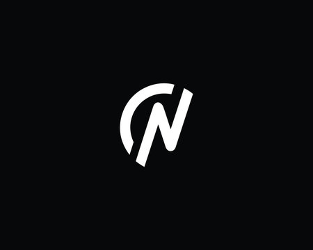 Creative and Minimalist Letter CN ON Logo Design Icon, Editable in Vector Format in Black and White Color
