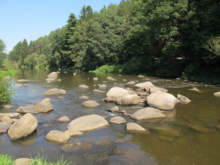 River Sazava at camp Stvoridla. Stvoridla Nature Reserve. Czech Republic