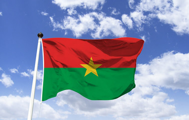 Flag of Burkina Faso, Pan-African colors. Green symbolizes the fertility of the soil, red to the socialist revolution. The star in the center, golden, orienting the country towards the future