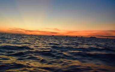 Fototapeta na wymiar Galapagos Cruises -Sunset over the sea
