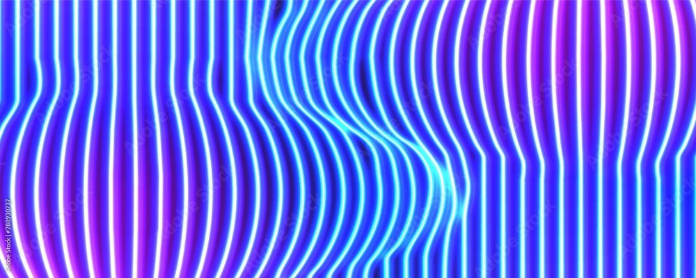 Poster neon lines background with glowing 80s new retro vaporwave or synthwave style