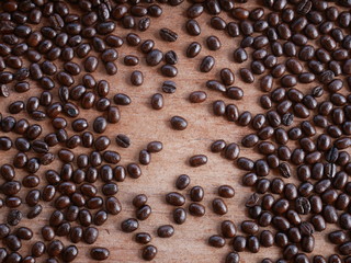 coffee beans on burlap background