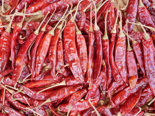 dried red peppers in market