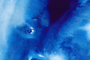 Ultramarine blue watercolor wallpaper. Hand drawn paintbrush swabs raster illustration.