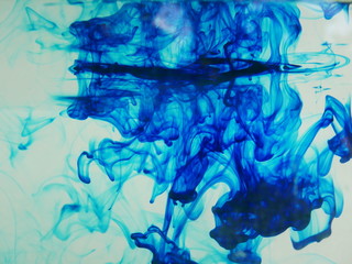 effect blue water splash, color ink water background