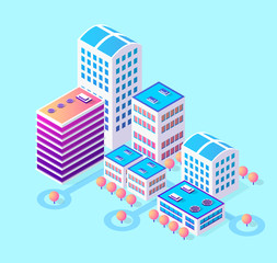 Isometric 3d module block district part