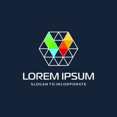 Naklejka premium Hexagon letters W digital logo. abstract icon. construction concept - vector