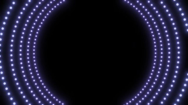 Round animated frame. Blue color. Radiation, blur. Zoom in, remove points, particles.