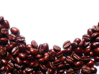coffee beans isolated white background, organic aroma coffee