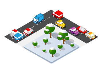 Isometric Crossroads intersection of streets