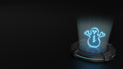 3d hologram symbol of snowman icon render