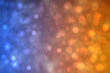 A festive abstract golden pink blue gradient background texture with glitter defocused sparkle bokeh circles. Card concept for Happy New Year, party invitation, valentine or other holidays.