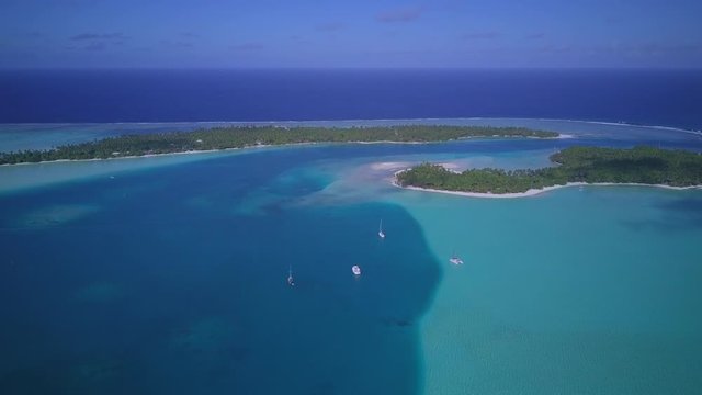 4K drone footage Maupiti over Catamaran