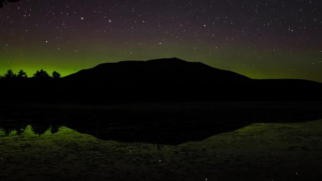 Time Lapse of Aurora over Mount Katahdin in Baxter State Park