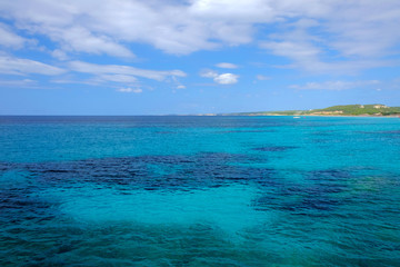 View on the beach Son Bou on the Balearic Island Menorca, Spain.